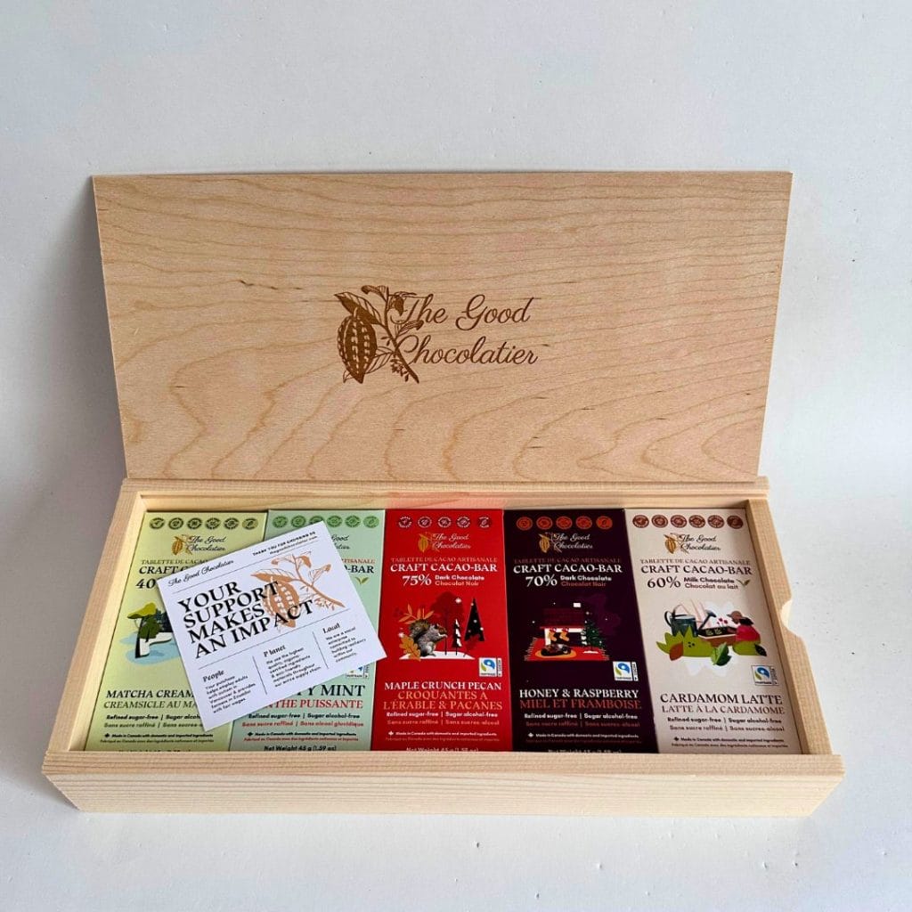 The Ultimate Guide to Gifting Chocolate Mindfully This Holiday Season 6 5 Bar Wooden Gift Box